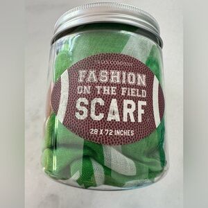 Two's Company green and white  Scarf with footballs.